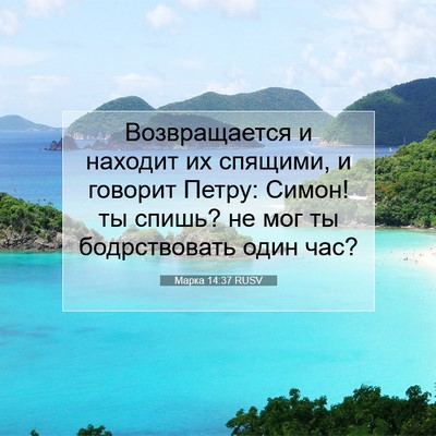Picture 07 - Марка 14:37 RUSV - Возвращается и находит их - Bible Verse Picture