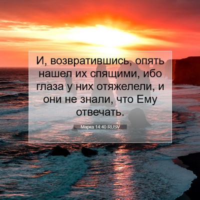 Picture 07 - Марка 14:40 RUSV - И, возвратившись, опять - Bible Verse Picture