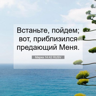Picture 07 - Марка 14:42 RUSV - Встаньте, пойдем; вот, - Bible Verse Picture