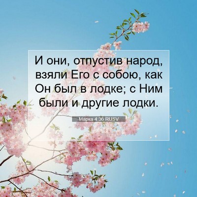 Picture 07 - Марка 4:36 RUSV - И они, отпустив народ, - Bible Verse Picture
