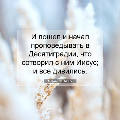 Picture 07 - Марка 5:20 RUSV - И пошел и начал - Bible Verse Picture