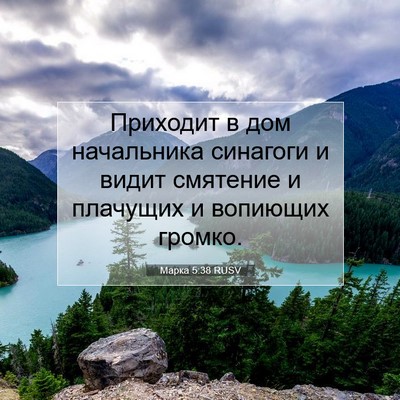 Picture 07 - Марка 5:38 RUSV - Приходит в дом начальника - Bible Verse Picture