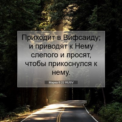 Picture 07 - Марка 8:22 RUSV - Приходит в Вифсаиду; и - Bible Verse Picture