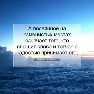 Picture 07 - Матфея 13:20 RUSV - А посеянное на каменистых - Bible Verse Picture