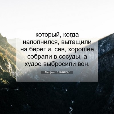 Picture 07 - Матфея 13:48 RUSV - который, когда наполнился, - Bible Verse Picture