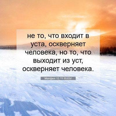 Picture 07 - Матфея 15:11 RUSV - не то, что входит в уста, - Bible Verse Picture