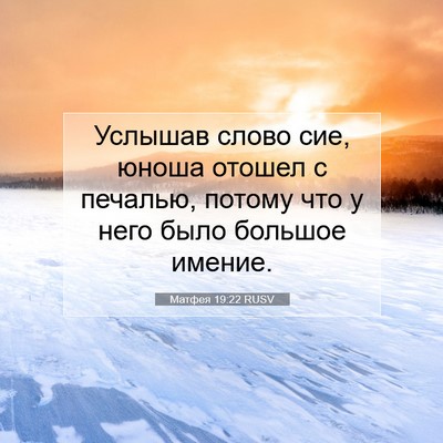 Picture 07 - Матфея 19:22 RUSV - Услышав слово сие, юноша - Bible Verse Picture