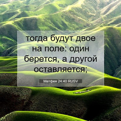 Picture 07 - Матфея 24:40 RUSV - тогда будут двое на поле: - Bible Verse Picture