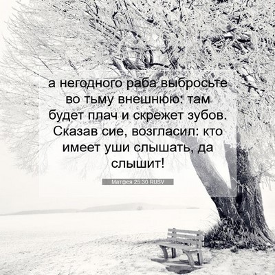 Picture 07 - Матфея 25:30 RUSV - а негодного раба выбросьте - Bible Verse Picture
