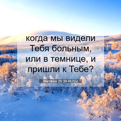 Picture 07 - Матфея 25:39 RUSV - когда мы видели Тебя - Bible Verse Picture