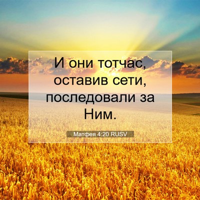 Picture 07 - Матфея 4:20 RUSV - И они тотчас, оставив сети, - Bible Verse Picture