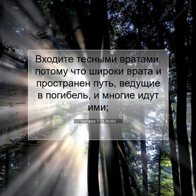 Picture 07 - Матфея 7:13 RUSV - Входите тесными вратами, - Bible Verse Picture