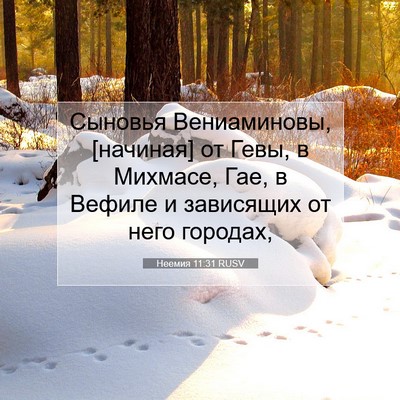 Picture 07 - Неемия 11:31 RUSV - Сыновья Вениаминовы, - Bible Verse Picture