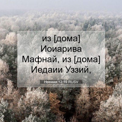 Picture 07 - Неемия 12:19 RUSV - из [дома] Иоиарива Мафнай, - Bible Verse Picture