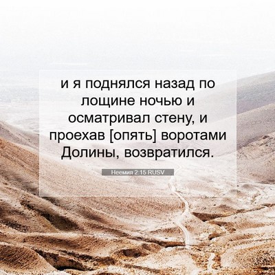 Picture 07 - Неемия 2:15 RUSV - и я поднялся назад по - Bible Verse Picture