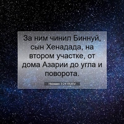 Picture 07 - Неемия 3:24 RUSV - За ним чинил Биннуй, сын - Bible Verse Picture