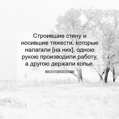 Picture 07 - Неемия 4:17 RUSV - Строившие стену и носившие - Bible Verse Picture
