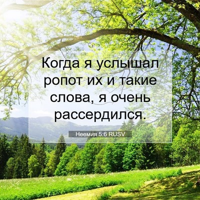 Picture 07 - Неемия 5:6 RUSV - Когда я услышал ропот их и - Bible Verse Picture