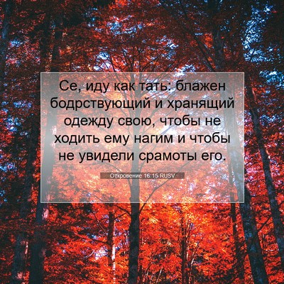 Picture 07 - Откровение 16:15 RUSV - Се, иду как тать: блажен - Bible Verse Picture