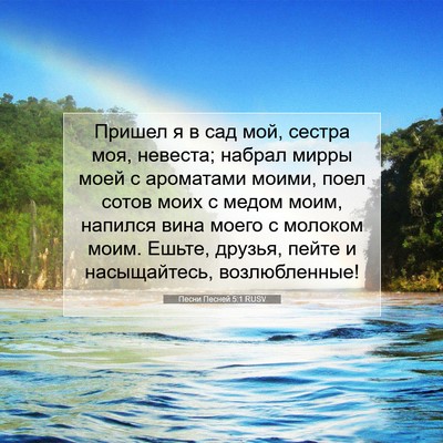 Picture 07 - Песни Песней 5:1 RUSV - Пришел я в сад мой, сестра - Bible Verse Picture
