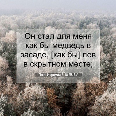 Picture 07 - Плач Иеремии 3:10 RUSV - Он стал для меня как бы - Bible Verse Picture