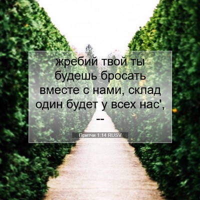 Picture 07 - Притчи 1:14 RUSV - жребий твой ты будешь - Bible Verse Picture