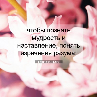 Picture 07 - Притчи 1:2 RUSV - чтобы познать мудрость и - Bible Verse Picture