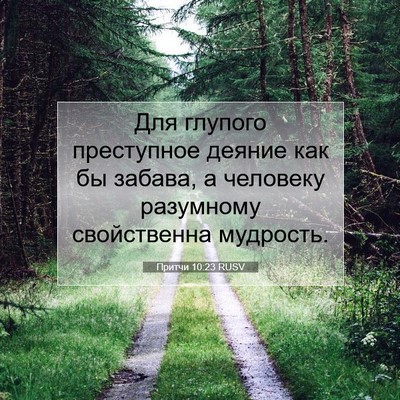 Picture 07 - Притчи 10:23 RUSV - Для глупого преступное - Bible Verse Picture