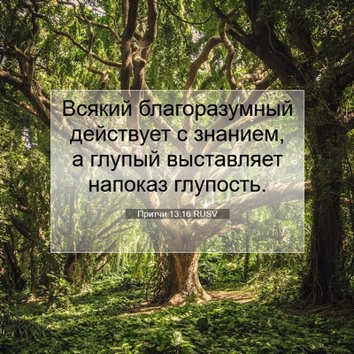 Picture 07 - Притчи 13:16 RUSV - Всякий благоразумный - Bible Verse Picture