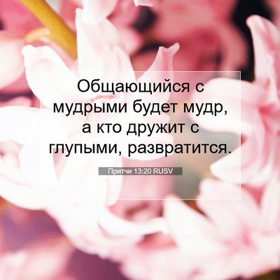 Picture 07 - Притчи 13:20 RUSV - Общающийся с мудрыми будет - Bible Verse Picture