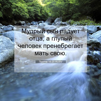 Picture 07 - Притчи 15:20 RUSV - Мудрый сын радует отца, а - Bible Verse Picture