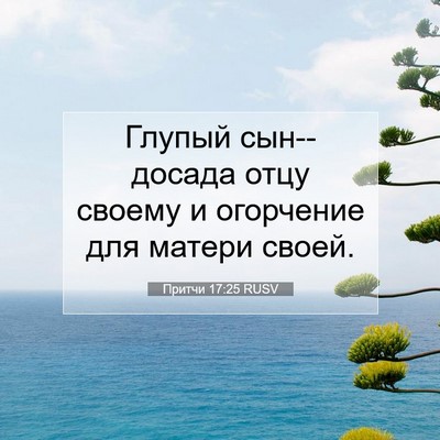 Picture 07 - Притчи 17:25 RUSV - Глупый сын--досада отцу - Bible Verse Picture