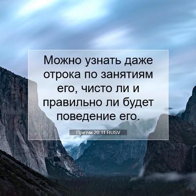 Picture 07 - Притчи 20:11 RUSV - Можно узнать даже отрока - Bible Verse Picture