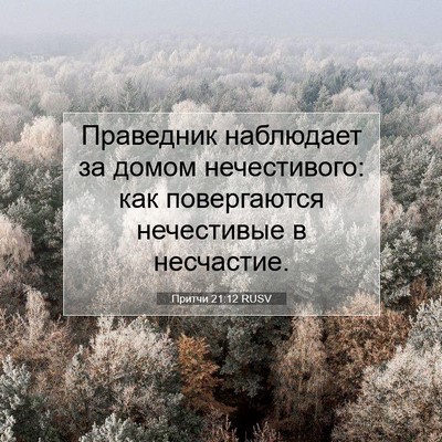 Picture 07 - Притчи 21:12 RUSV - Праведник наблюдает за - Bible Verse Picture