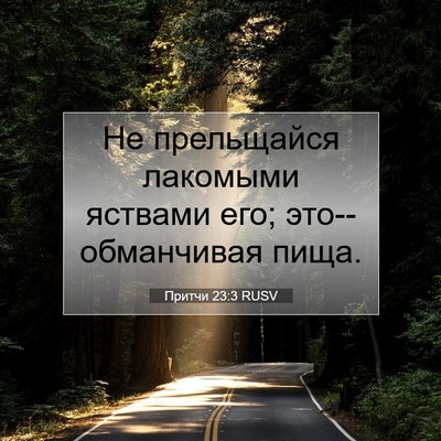 Picture 07 - Притчи 23:3 RUSV - Не прельщайся лакомыми - Bible Verse Picture