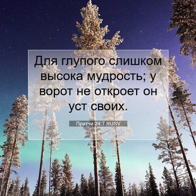 Picture 07 - Притчи 24:7 RUSV - Для глупого слишком высока - Bible Verse Picture