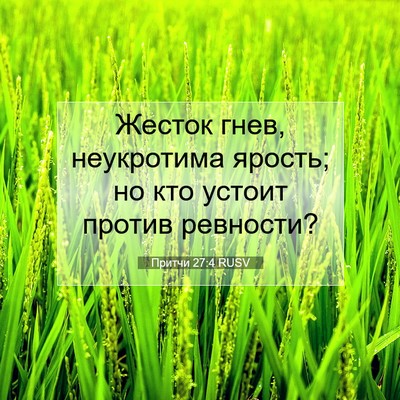 Picture 07 - Притчи 27:4 RUSV - Жесток гнев, неукротима - Bible Verse Picture