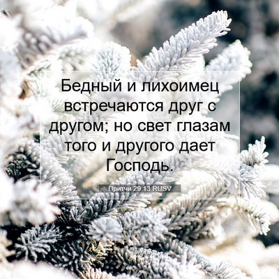 Picture 07 - Притчи 29:13 RUSV - Бедный и лихоимец - Bible Verse Picture