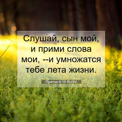 Picture 07 - Притчи 4:10 RUSV - Слушай, сын мой, и прими - Bible Verse Picture