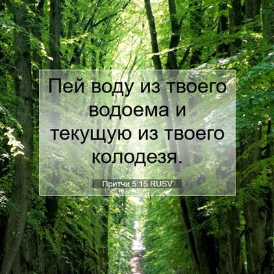 Picture 07 - Притчи 5:15 RUSV - Пей воду из твоего водоема - Bible Verse Picture
