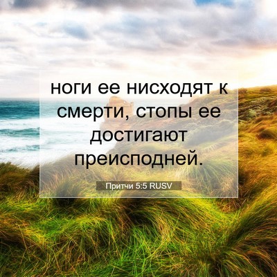 Picture 07 - Притчи 5:5 RUSV - ноги ее нисходят к смерти, - Bible Verse Picture