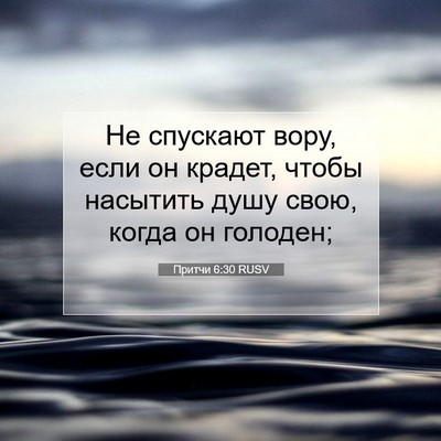 Picture 07 - Притчи 6:30 RUSV - Не спускают вору, если он - Bible Verse Picture