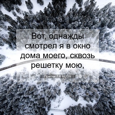 Picture 07 - Притчи 7:6 RUSV - Вот, однажды смотрел я в - Bible Verse Picture