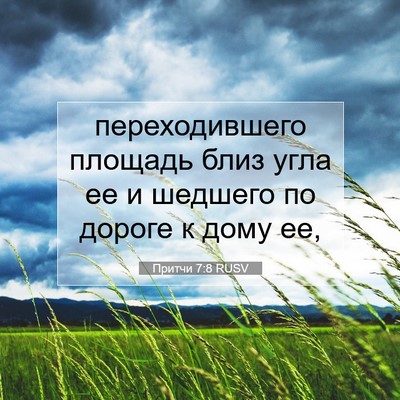 Picture 07 - Притчи 7:8 RUSV - переходившего площадь - Bible Verse Picture