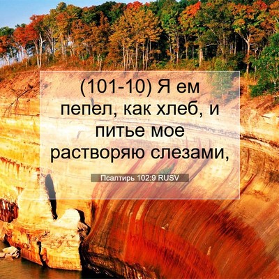 Picture 07 - Псалтирь 102:9 RUSV - (101-10) Я ем пепел, как хлеб, и - Bible Verse Picture