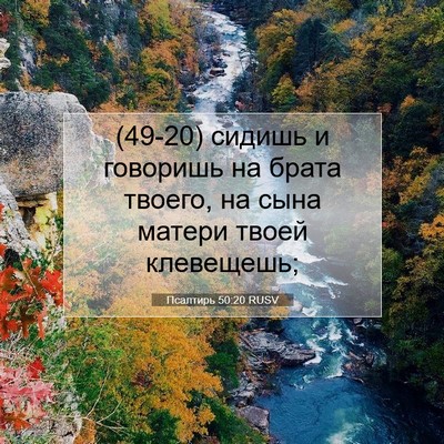 Picture 07 - Псалтирь 50:20 RUSV - (49-20) сидишь и говоришь на - Bible Verse Picture