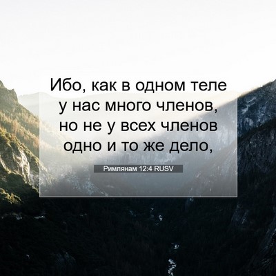 Picture 07 - Римлянам 12:4 RUSV - Ибо, как в одном теле у нас - Bible Verse Picture