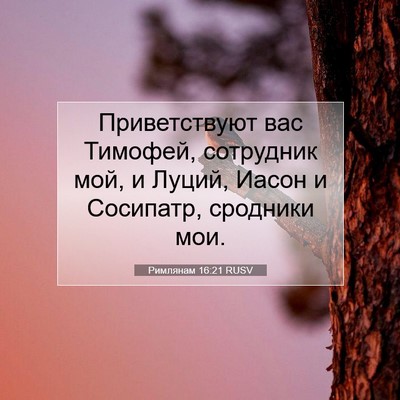 Picture 07 - Римлянам 16:21 RUSV - Приветствуют вас Тимофей, - Bible Verse Picture