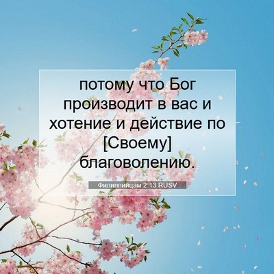 Picture 07 - Филиппийцам 2:13 RUSV - потому что Бог производит - Bible Verse Picture