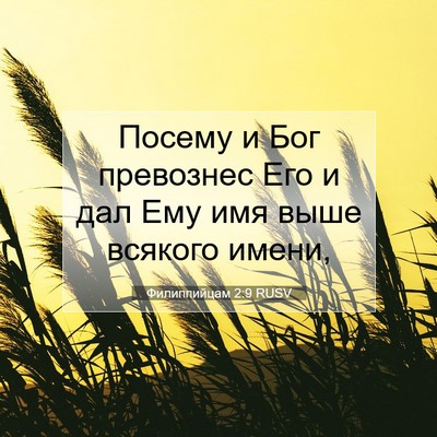 Picture 07 - Филиппийцам 2:9 RUSV - Посему и Бог превознес Его - Bible Verse Picture